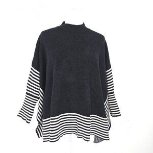 Patricia Luca Milano Black White Sweater Oversized Cape Knit Women One Size Mod